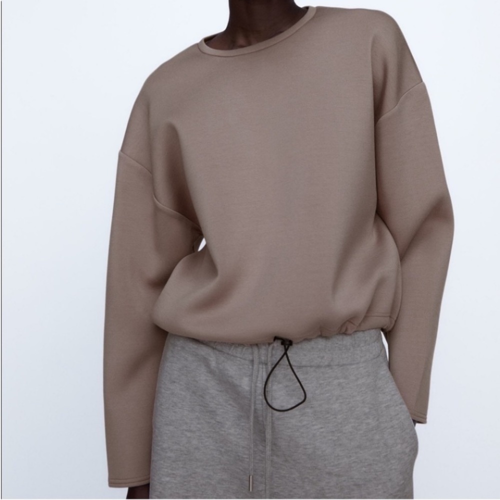 Zara Neoprene Scuba Pullover Athletic Wear Dusty Rose Medium 2712 961 706 crop